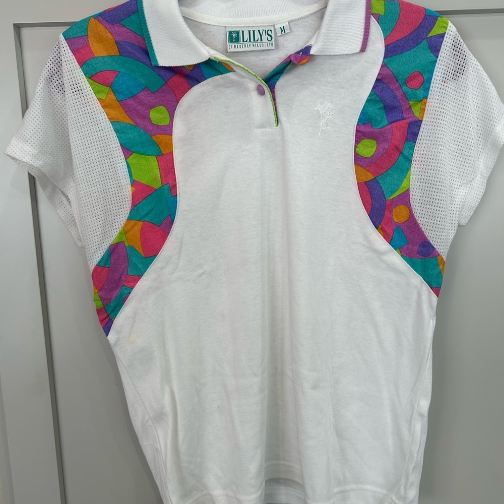 Lily Women's Polo Retro Tennis Golf Shirt 80’s Colorful Accents Pickleball Chic